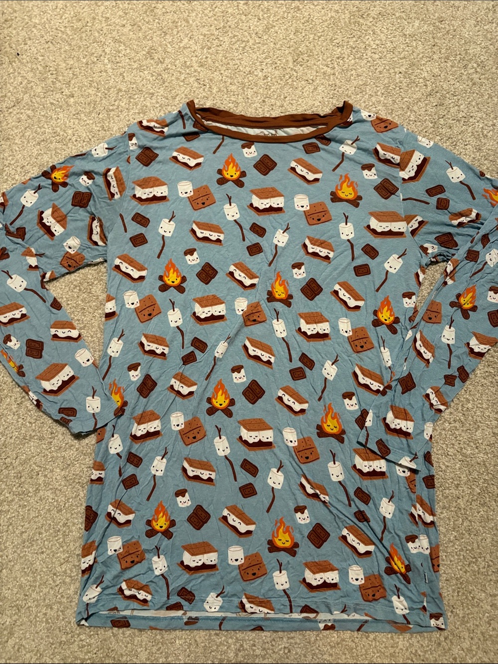 Little sleepies Blue S'mores Print Long Sleeve Top size medium pajamas